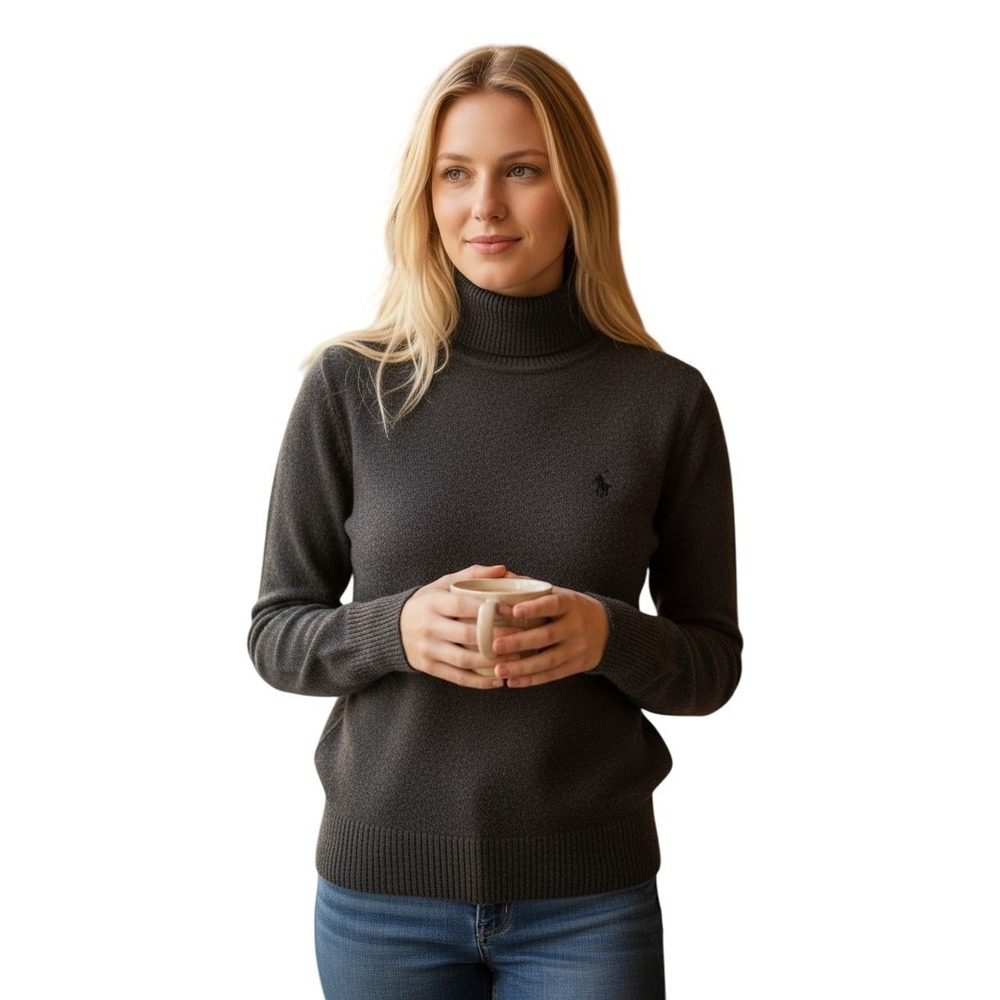 MODERN IMAGES‎ 100% Cashmere Turtleneck Sweater Dark Gray Size Medium
